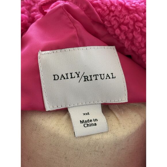 Daily Ritual Womens Teddy Bear Fleece Coat XXL Magenta Pink NWT - Picture 5 of 5